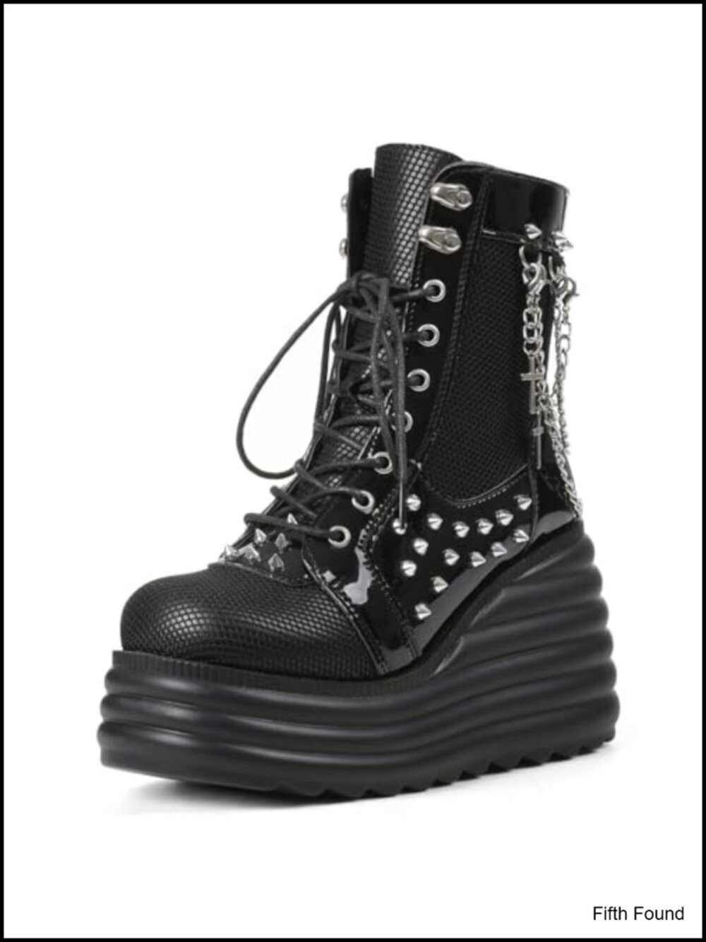 Platform Goth Ankle Boots Combat Booties Faux Leather